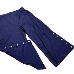 Aerie Navy Blue Wide Leg Snap Detail Comfy Cropped Capri Pants